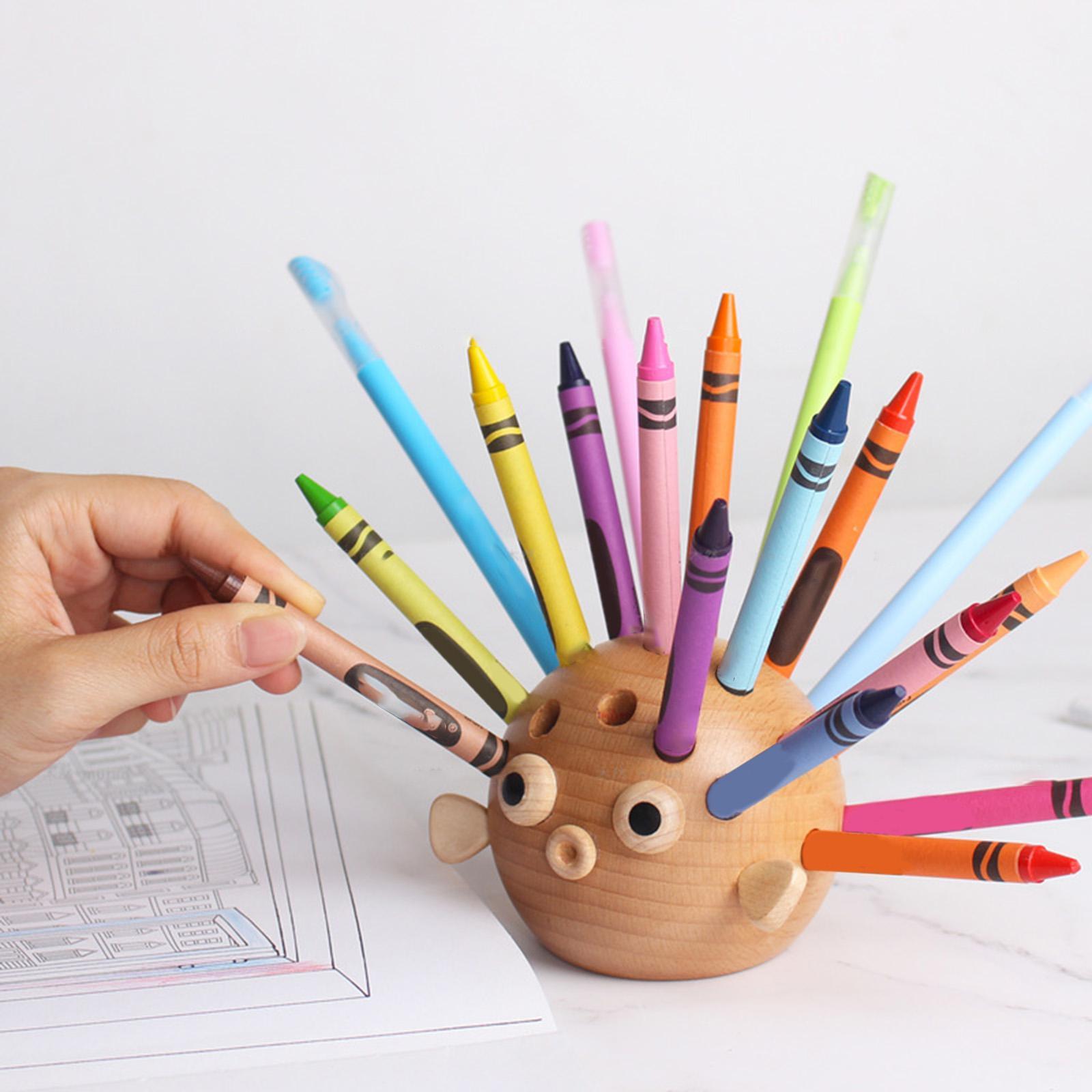 Wooden Pen Holder Creative Student Ornament Desk Sorter Children for Desktop