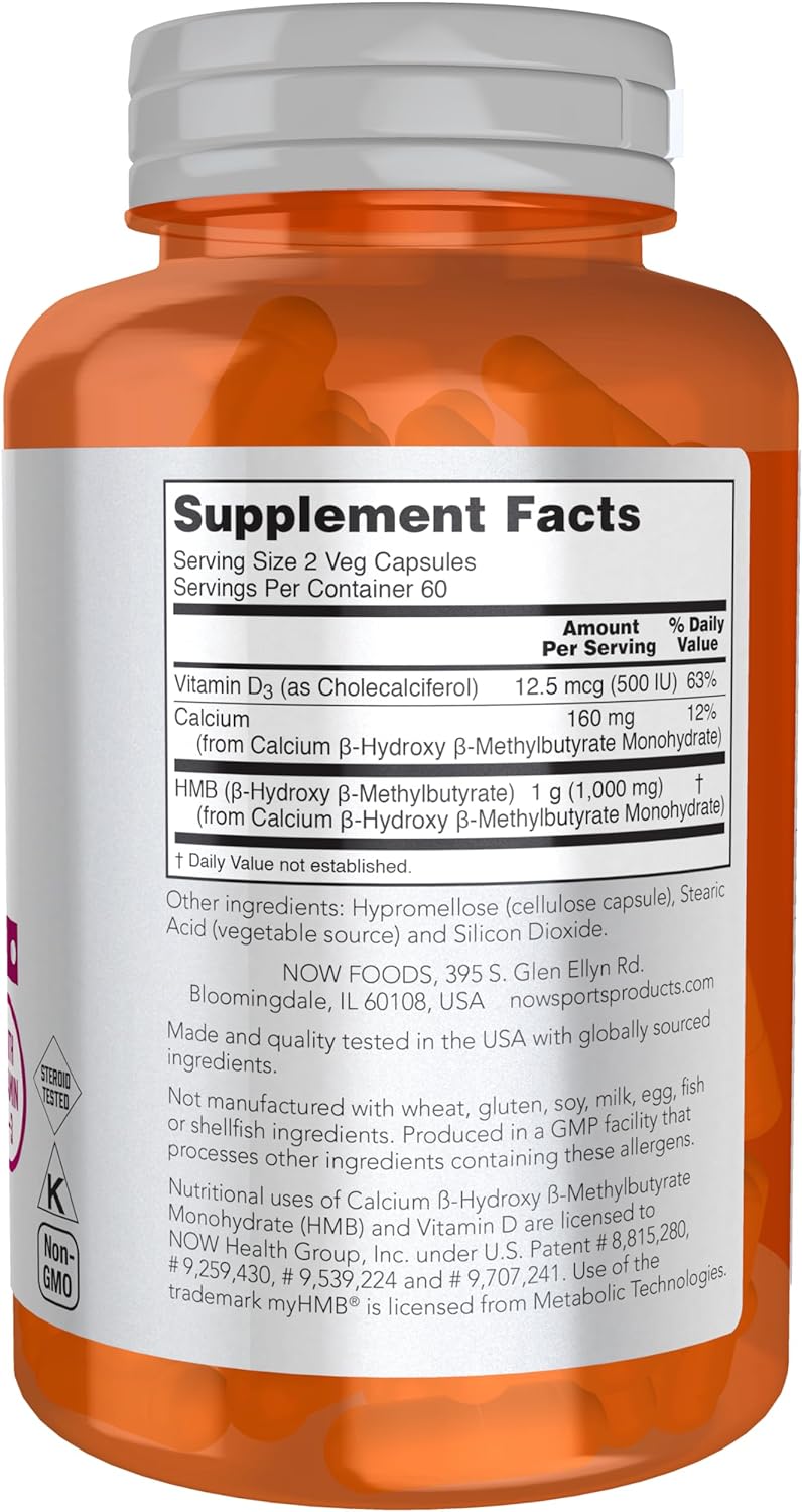 Now HMB (500mg - 120 viên) Viên Uống Phục Hồi Cơ Bắp Sau Luyện Tập