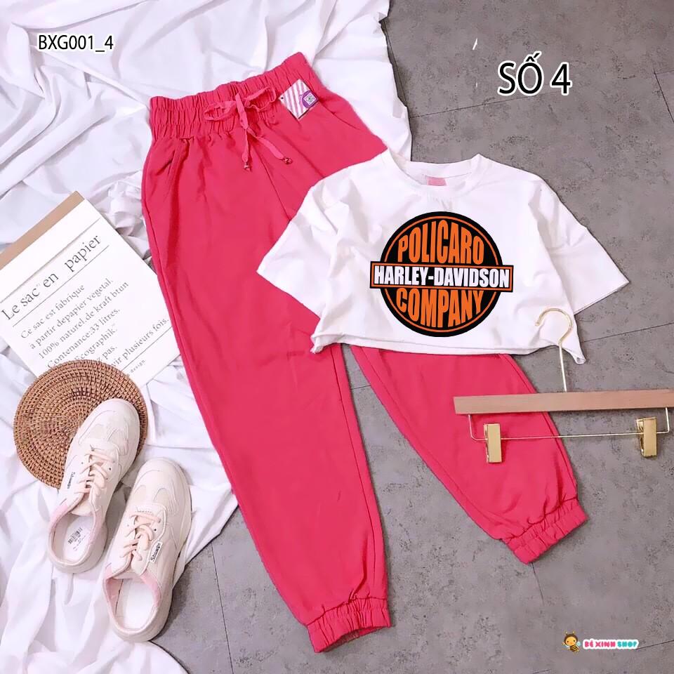 Set áo croptop quần jogger thể thao dễ thương cho bé gái BXG001-4