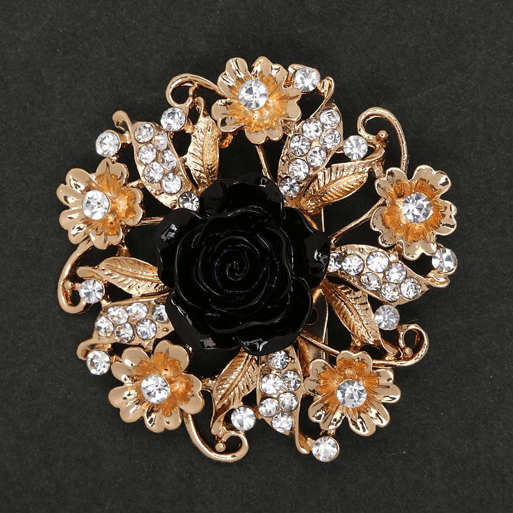 Diamante Rhinestone Flower Brooch for Wedding  Clip Scarf Buckle