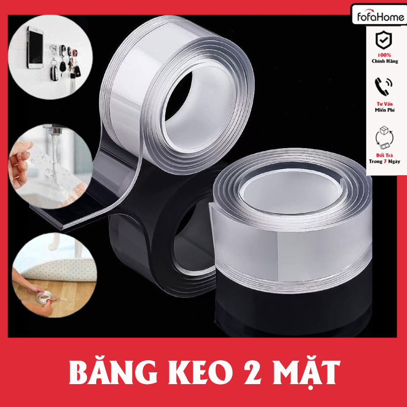 Băng Keo 2 Mặt Siêu Dính Chống Thấm Nước Trong Suốt Nano Băng Keo Đa Năng, Băng Keo Chống Dò Rỉ