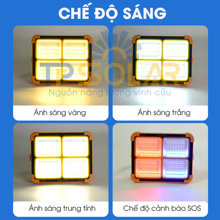 Đèn Pin Cầm Tay Đa Năng Năng Lượng Mặt Trời TP Solar 100W 150W Sạc Pin Cho Điện Thoại, Bảo Hành 3 Năm