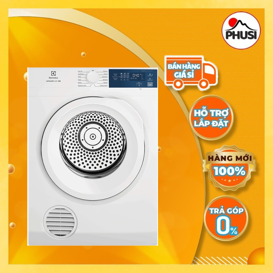 Máy sấy thông hơi Electrolux 7.5kg UltimateCare 300 - EDV754H3WB - giảm nhăn, giảm phai màu, lồng sấy chuyển động luân phiên, tính năng khóa trẻ em
