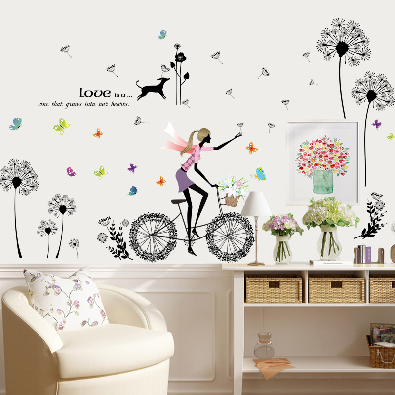 Decal dán tường flower with girl ZOOYOO XL8212