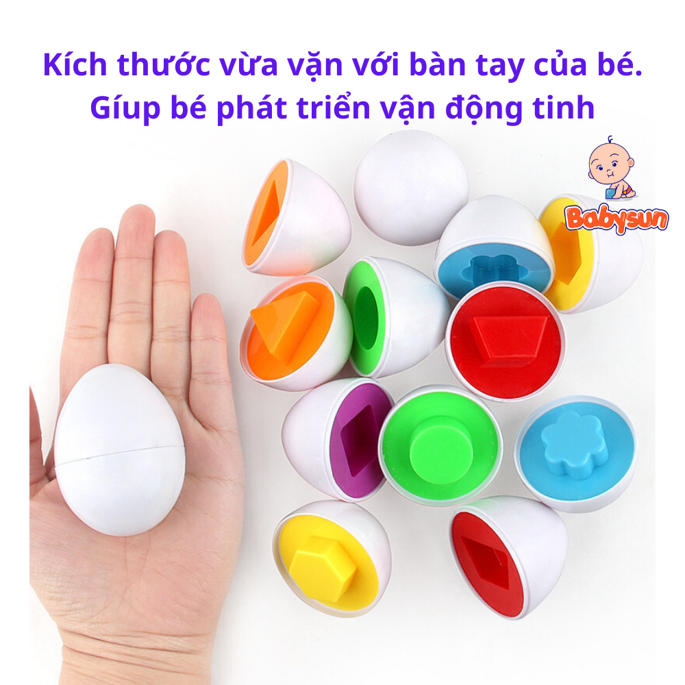 Trò chơi trứng matching egg, sét trứng ghép đôi matching đầu đời cho bé loại cao cấp có khay đựng 12 quả to