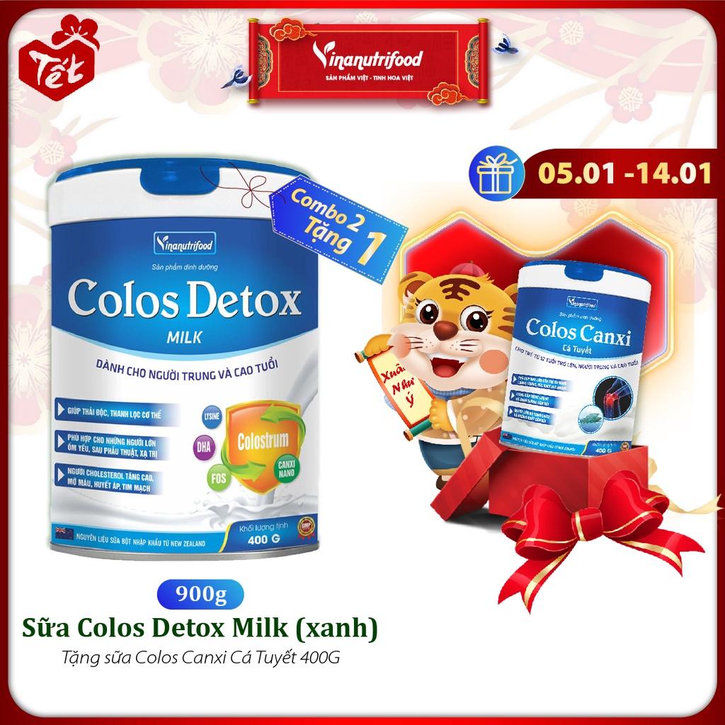 Sữa Colos Detox Milk xanh Vinanutrifood, hộp 900g và 400g