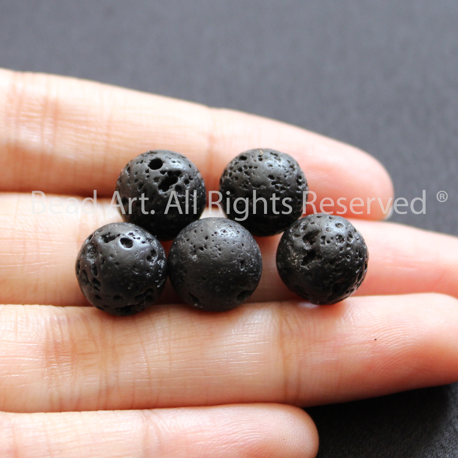 [1 Hạt] 6MM/8MM/10MM/12MM Đá Dung Nham Núi Lửa, Black Lava Tự Nhiên Màu Đen, Loại AA, Thuỷ, Mộc, Đá Phối Vòng Tay Phong Thuỷ, Trang Sức, Chuỗi Hạt - Bead Art