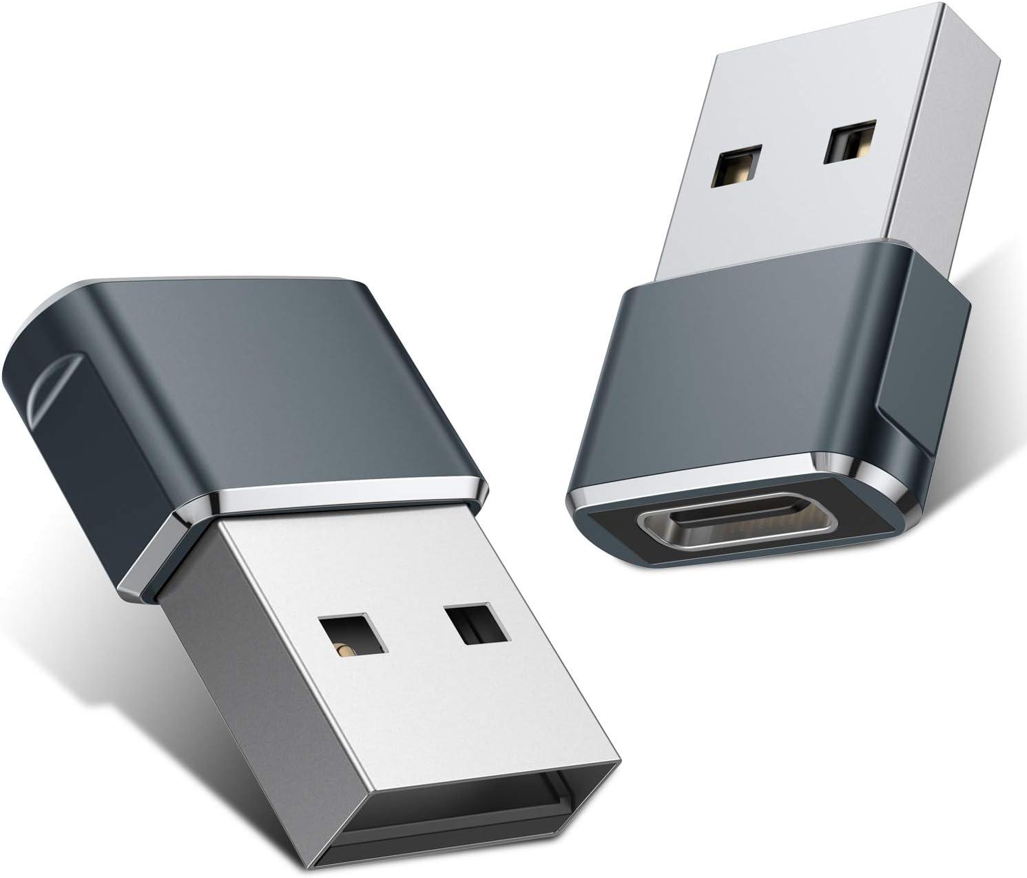 Bộ 2 đầu chuyển đổi USB C sang USB đực (xám)