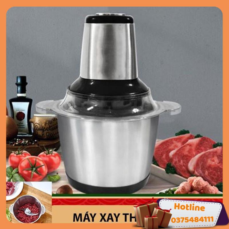 Máy Xay Thịt Cối Inox Dung Tích 2L, Máy Xay Đa Năng 4 Lưỡi Có Thể Dùng Xay Hành Tỏi, Xay Tiêu Hoặc Các Loại Thực Phẩm - Hàng Loại 1