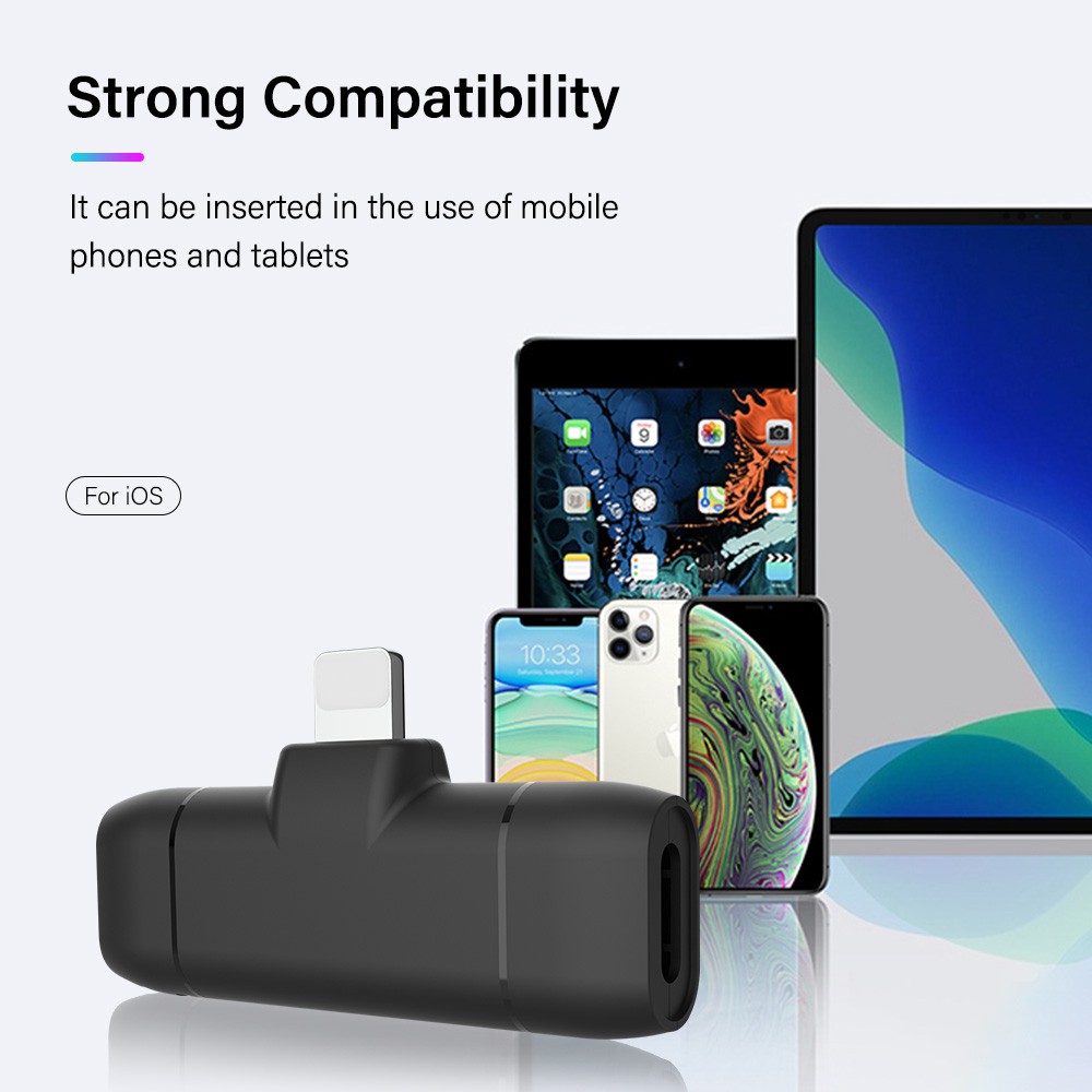 Micro Thu Âm không Dây Dành cho điện thoại Iphone IOS Cổng Lightningg , máy tính bảng PC Laptop Máy Ảnh chất lượng cao Hỗ Trợ Quay Video Livestream - hàng nhập khẩu