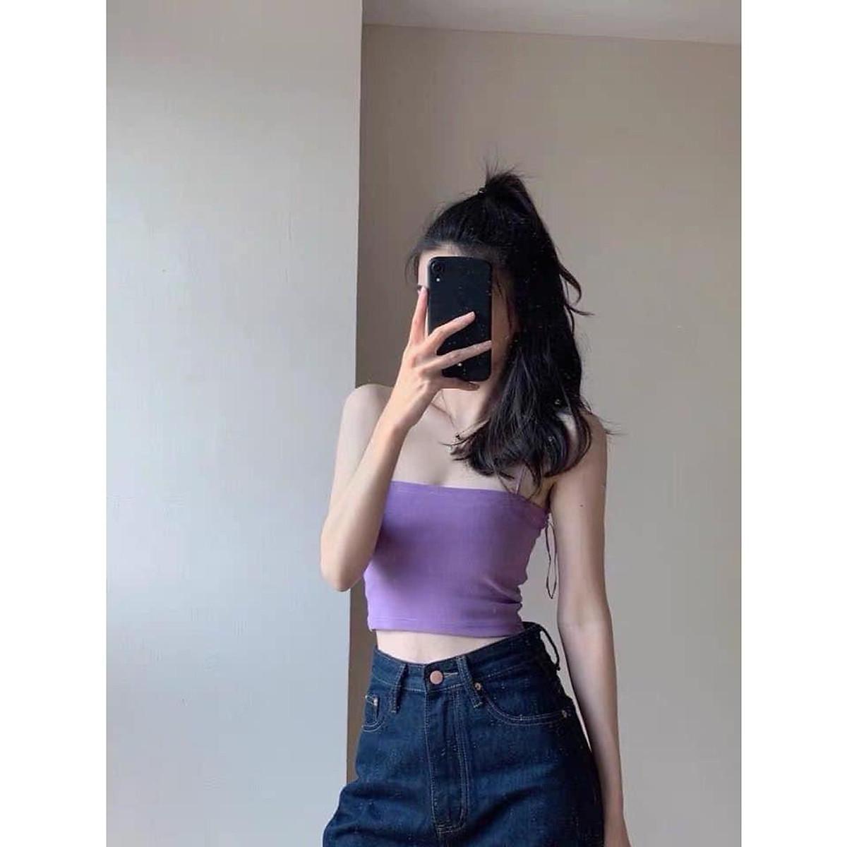 Áo 2 dây croptop màu mới - TÍM LỊM TÌM SIM IU IU