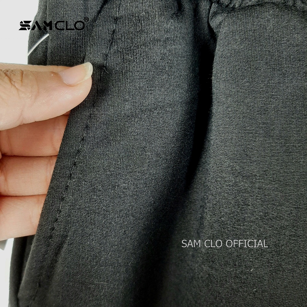 Quần đùi SAM CLO - Quần short nam nữ freesize dáng rộng chất thun trơn da cá phong cách Hàn Quốc THÊU CHỮ FA