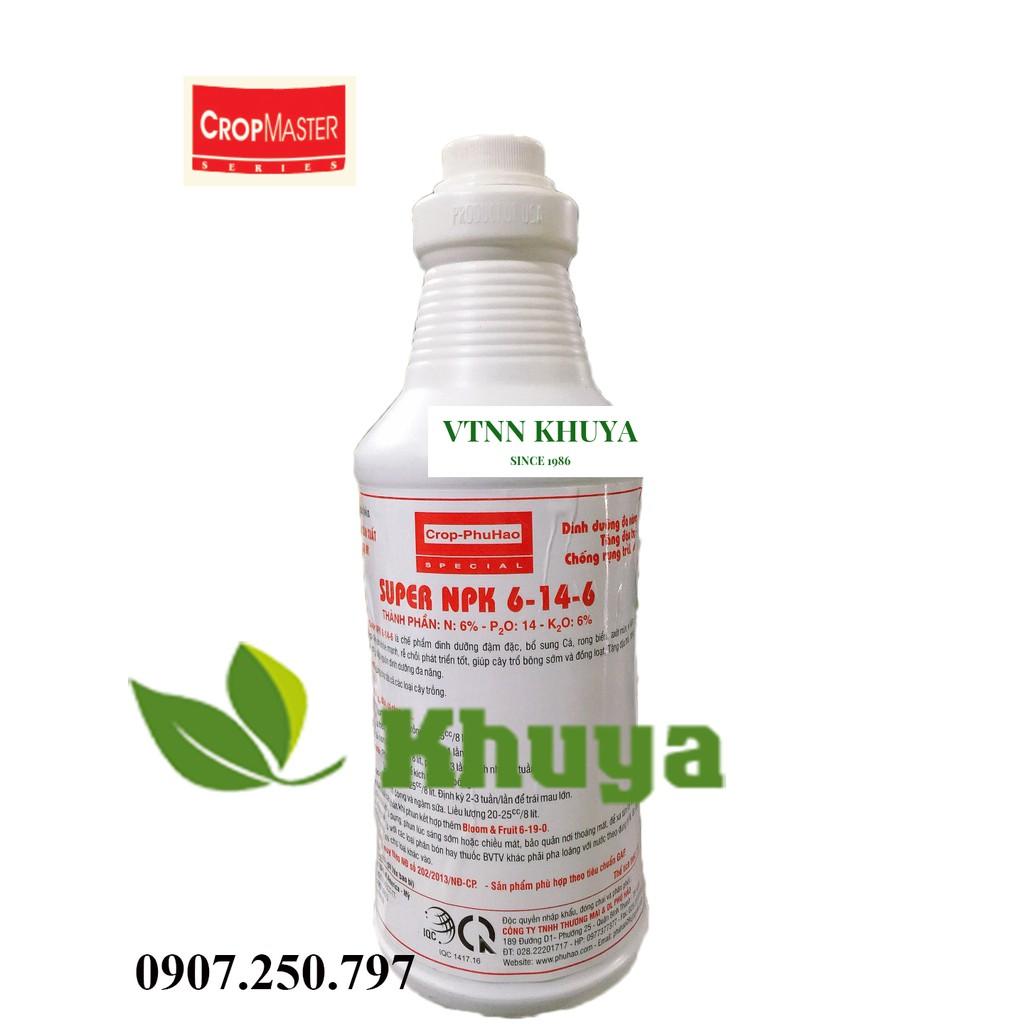 Phân bón lá Super NPK 6-14-6 chai 1 lít Đậu Trái - Chống Rụng Trái Non