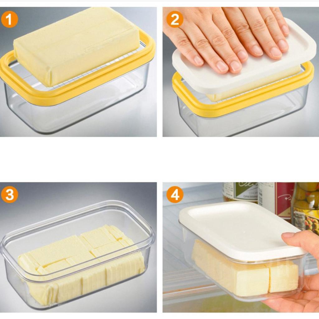 Butter Dish Box Holder Fridge Storage Lid Cutter Plastic Butter Dishes with Lids