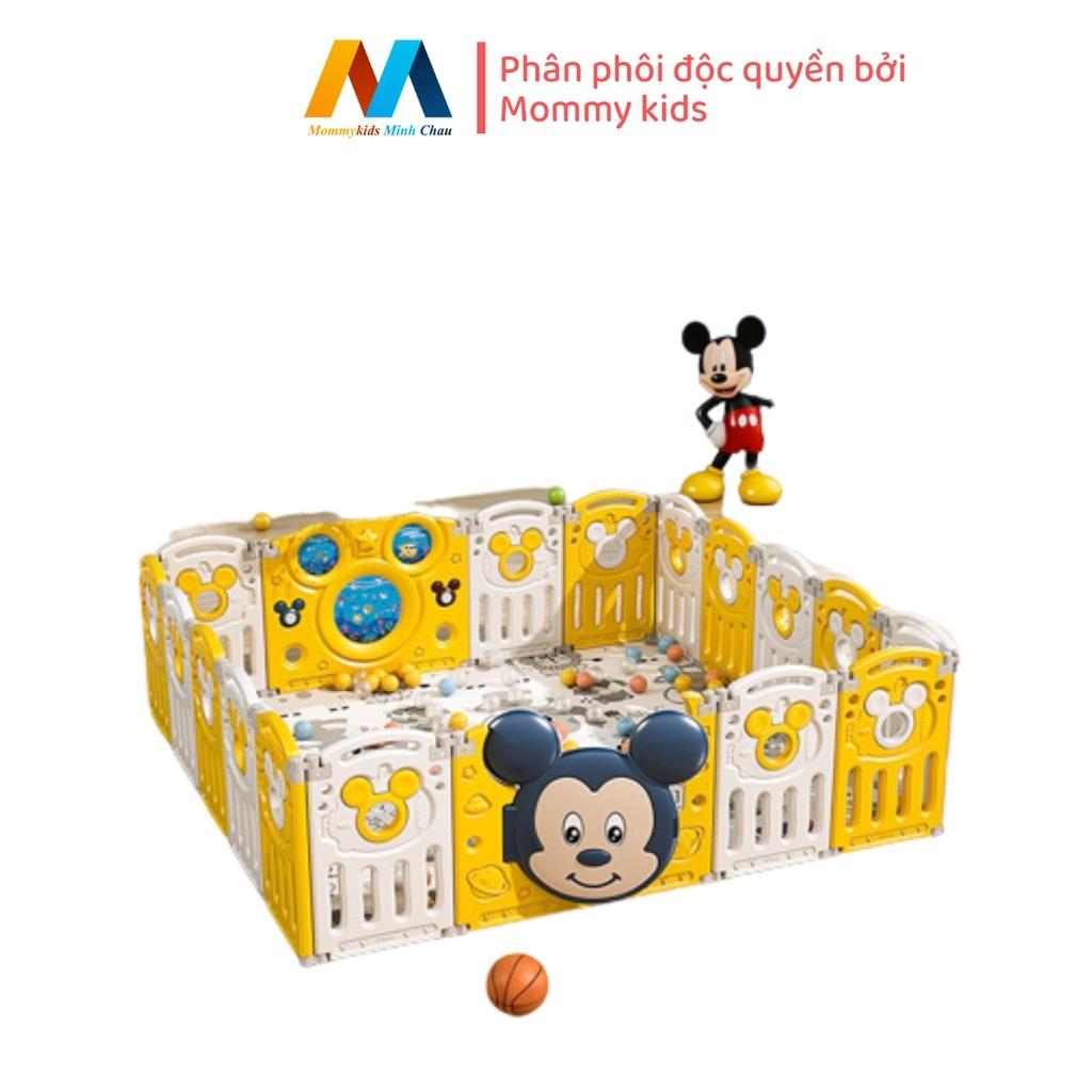 Quây Cũi Nhựa MOMMYKIDS MINH CHÂU Mickey MODEL MĐ Gấp Gọn Tặng Thảm + Giỏ Bóng + 100 quả bóng nhựa