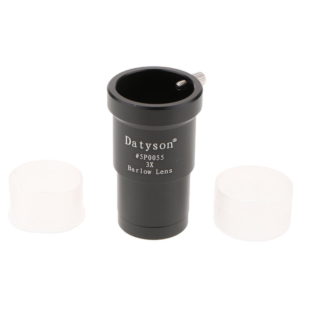 1.25" 3X Magnification Barlow Lens Metal Design for Telescope Eyepiece Black