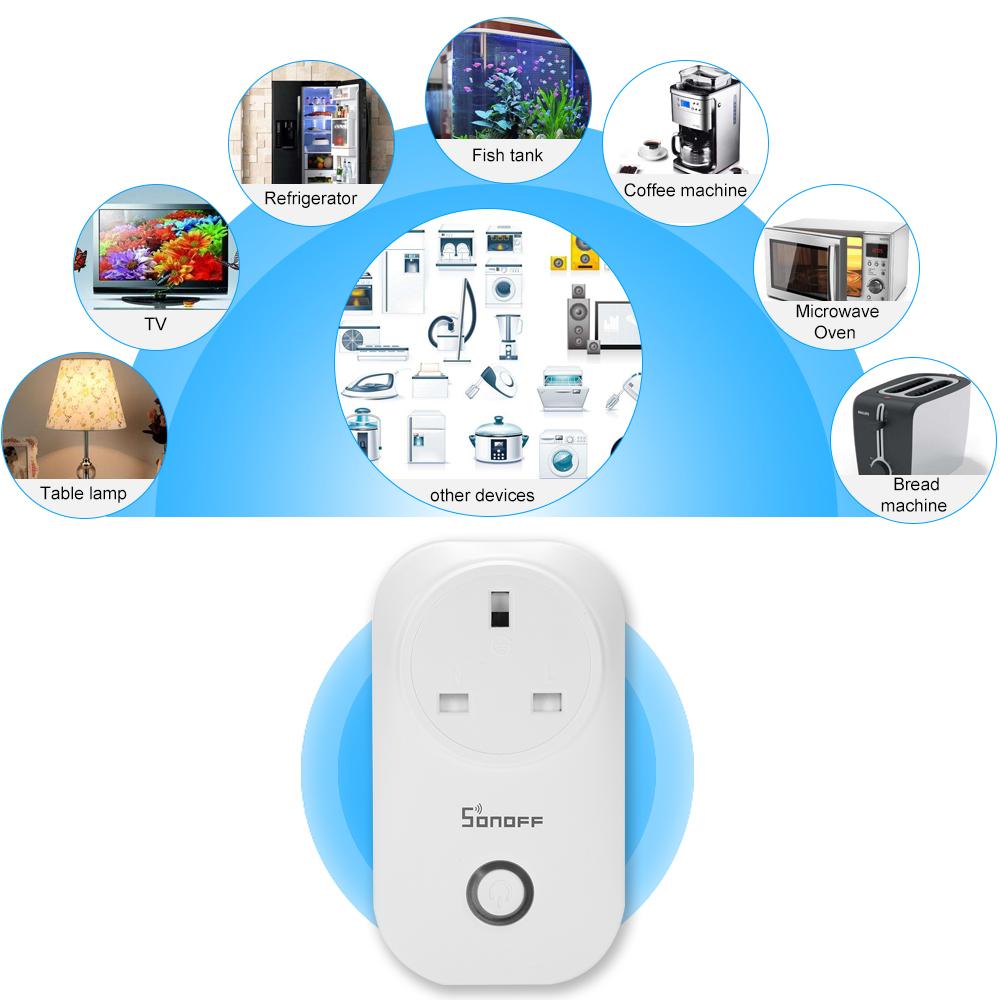 SONOFF S20 ITEAD Wifi Wireless Remote Control Socket Charging Adapter Smart Home Power Socket UK Via Phone App Smart Timer Works with Amazon Alexa and for Google Home/Nest Home Plug