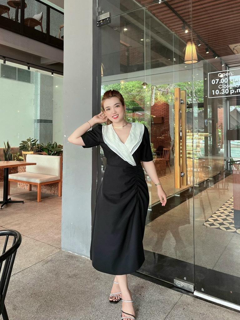 ĐẦM MIDI CỔ BÈO NHÚN THÂN 12054