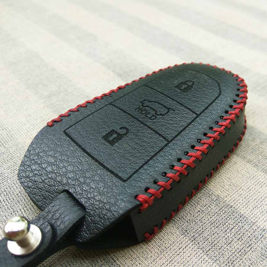 Bao da chìa khóa smartkey xe hơi Peugeot (Đen)