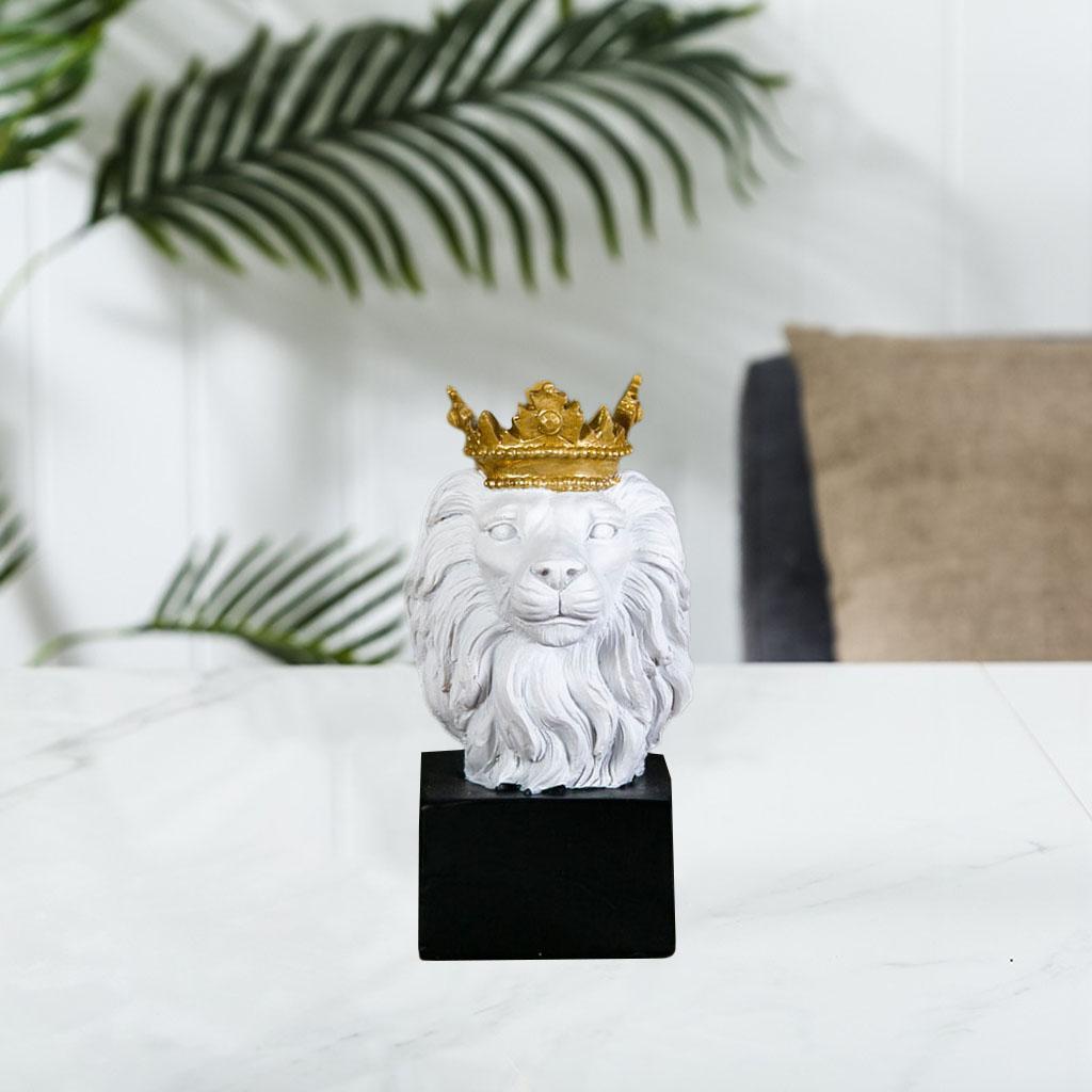 Lion Head Statue Ornament Home Sculpture Figurine Decor