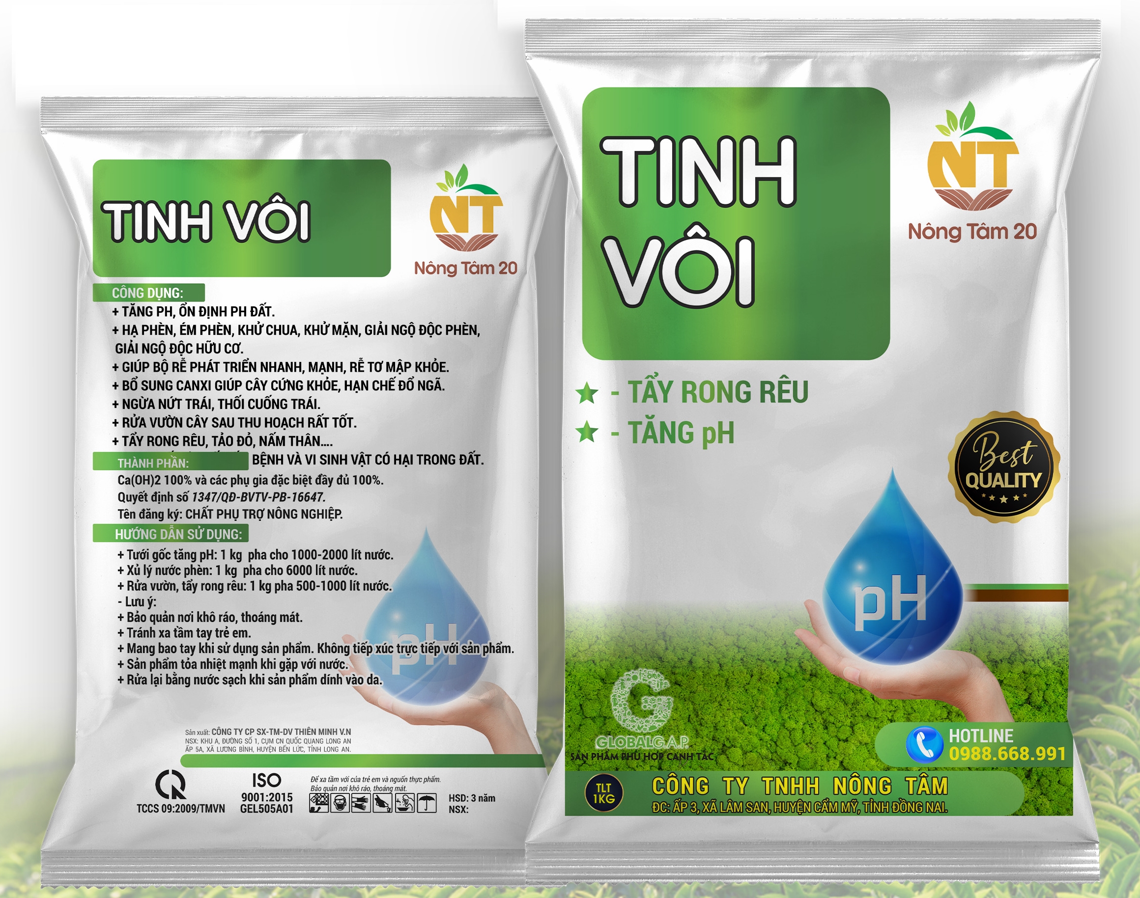 Tinh vôi siêu sát khuẩn, tẩy rong rêu, nấm thân, rệp kim, tảo đỏ, tăng pH đất, gói 1KG