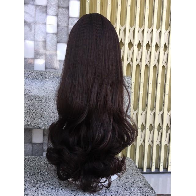 Tóc giả nữ nguyên đầu - Tóc giả nguyên đầu xoăn bấm phồng chân tóc