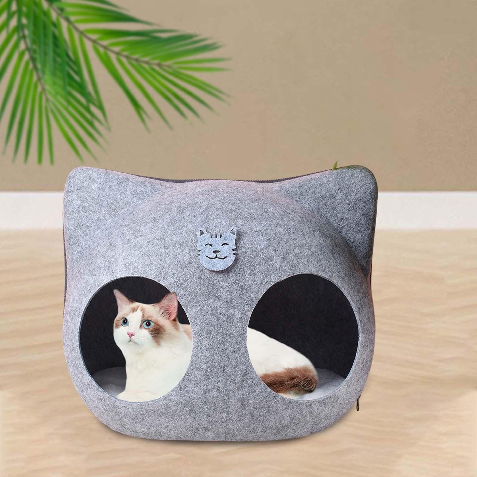 Bed Large, Enclosed Cat Bed Felt Cat Bed Cave Cat Nest Pet Bed Cat Bed Tent Comfortable Sleeping Bed for Home Kittens or Small Dogs