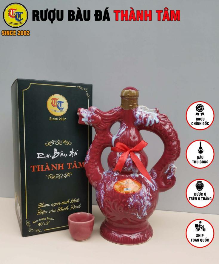 Đặc Sản Bình Định - Rượu Bàu Đá Thành Tâm BA BẦU (Màu hồng) 650ml - OCOP 3 Sao