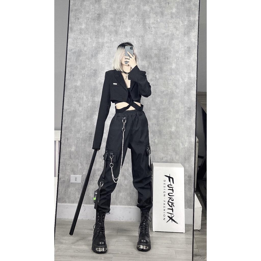 Áo Khoác Croptop Mix Dây Eo Đan Chéo Cá Tính FuturistiX AK158