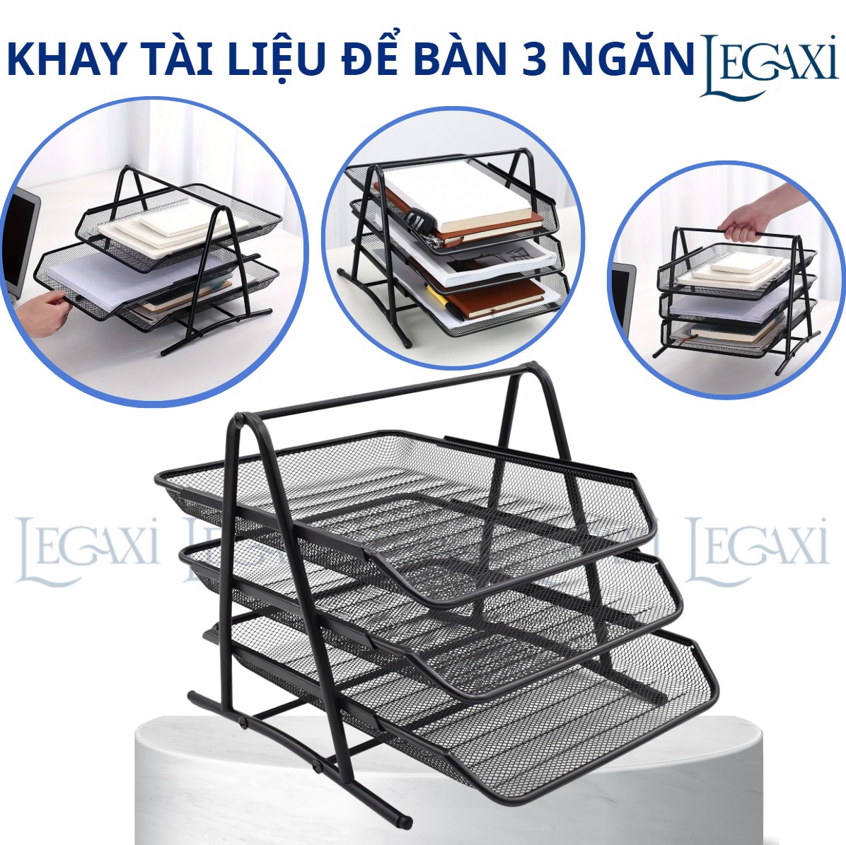 Khay Tài Liệu 3 Ngăn Để Bàn Khay Đựng Hồ Sơ Giấy Tờ Văn Phòng Học Sinh Bằng Kim Loại Có Thể Tháo Rời