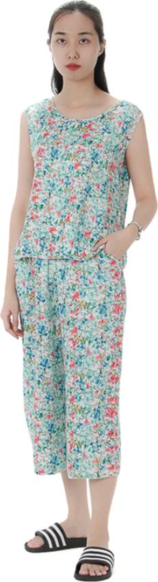 Bộ mặc nhà lanh (tole) Vicci BST.086.8 vải chéo Hàn cao cấp quần ống sớ họa tiết