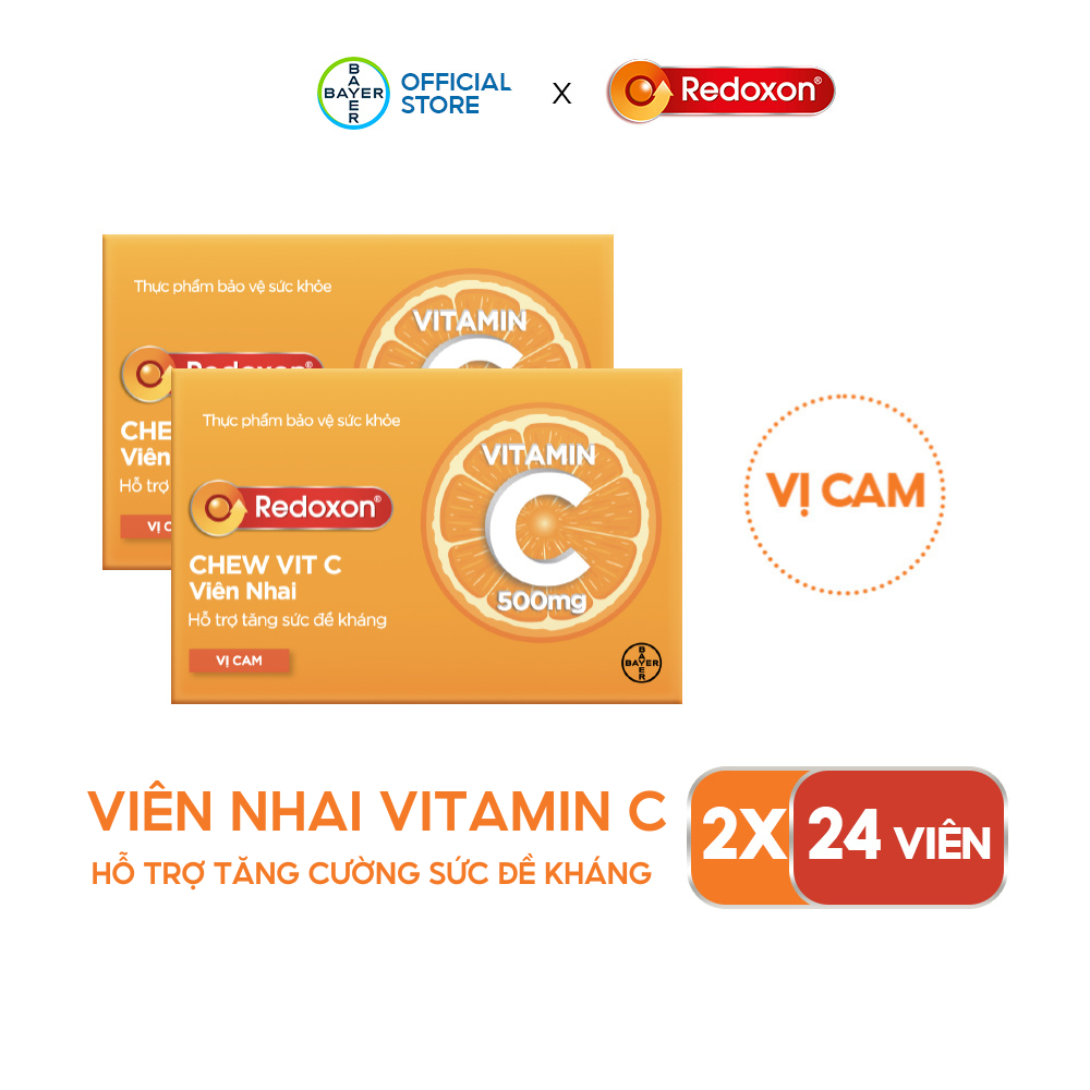 Combo 2 Hộp Viên Nhai Vitamin C Hỗ Trợ Tăng Sức Đề Kháng REDOXON Chew Vit C Hộp 24 Viên x2 Thực Phẩm Bảo Vệ Sức Khỏe Dành Cho Mọi Lứa Tuổi