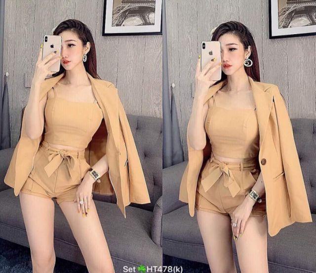 Sét vest quần Short kèm áo ống cúp ngực