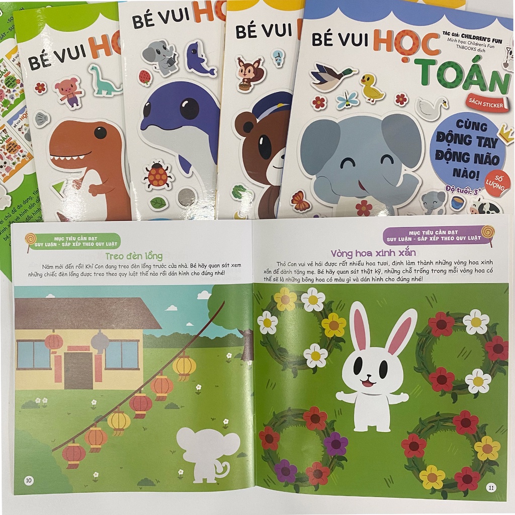 Bộ 6 Cuốn Sách Sticker Bóc Dán - Bé Vui Học Toán - Cùng Động Tay Động Não Nào ( 3-12 Tuổi )