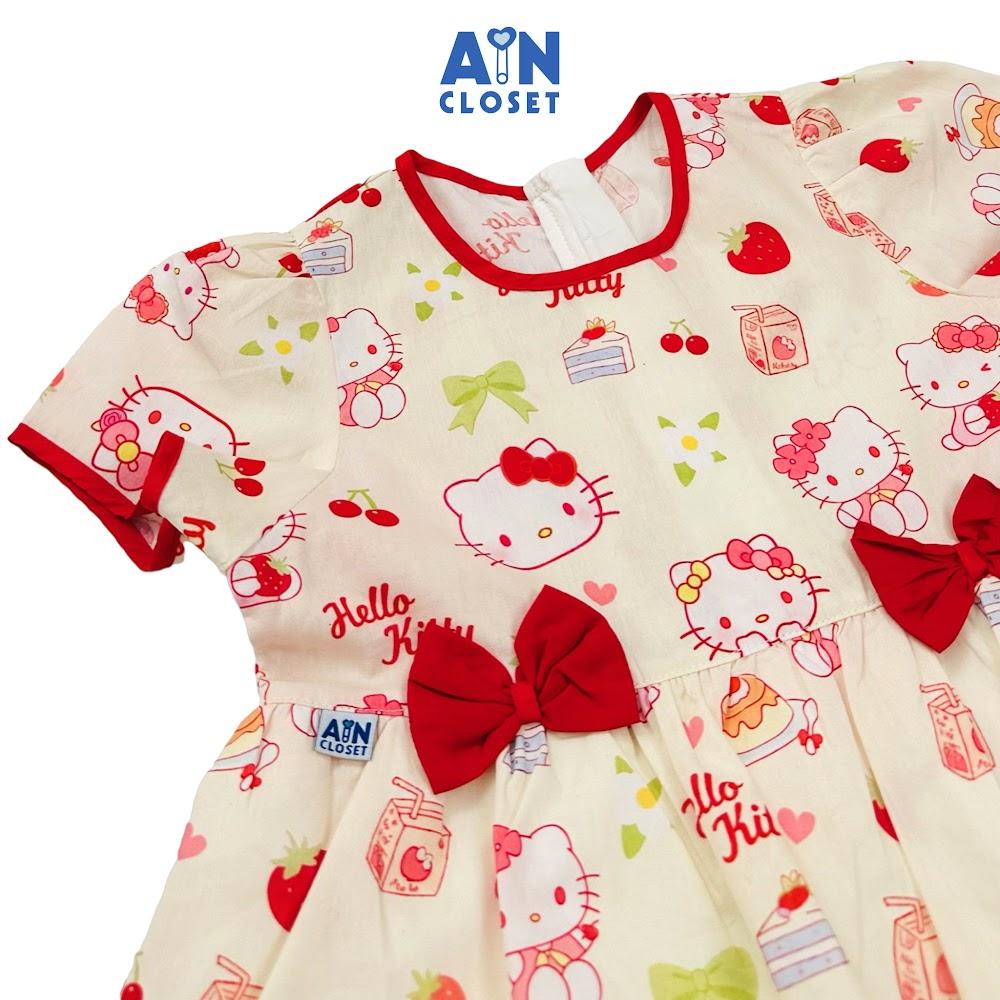 Đầm bé gái hoạ tiết Mèo Đỏ Cotton - AICDBGXEMDQO - AIN Closet