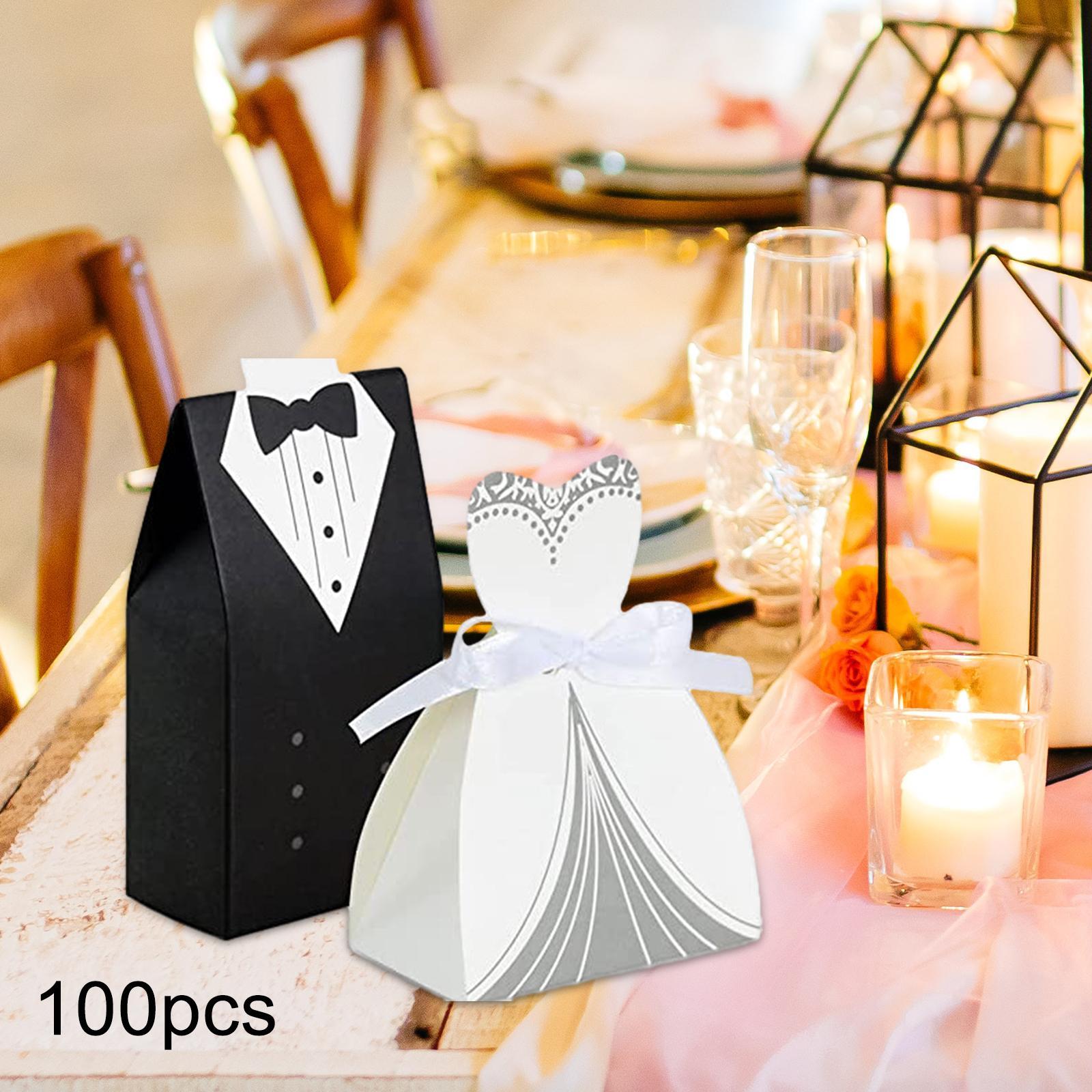 100x Candy Boxes Bride and Groom Favor Boxes for Party Guests Bridal Shower