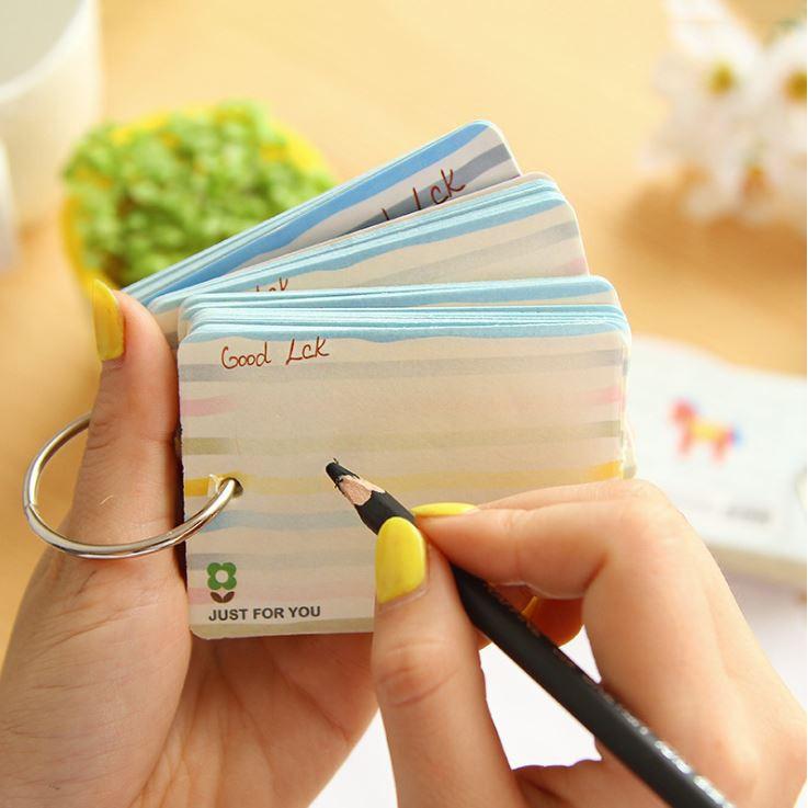 Sổ Ghi Chú Giấy Note Flashcard Kèm Khoen Ngựa Sắt (Giao màu ngẫu nhiên)