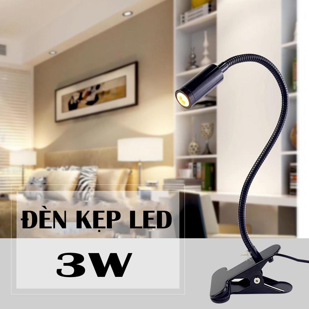 Đèn đọc sách kẹp bàn đầu giường Led 3W, Ánh sáng chiếu rọi, Nguồn USB 5V