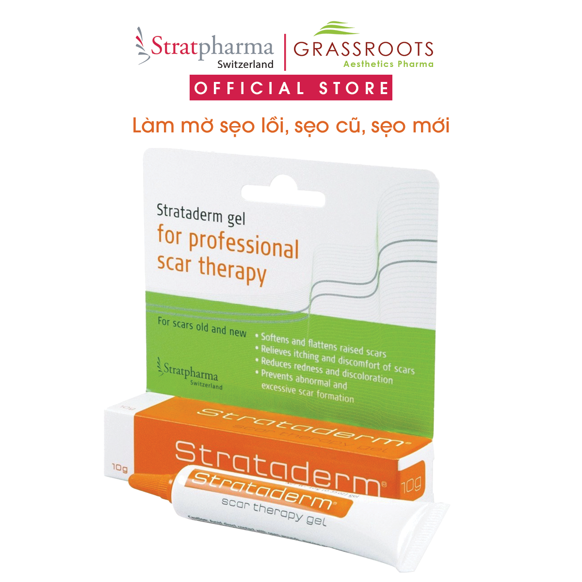 Strataderm 10g - Gel Silicone ngăn ngừa sẹo xấu