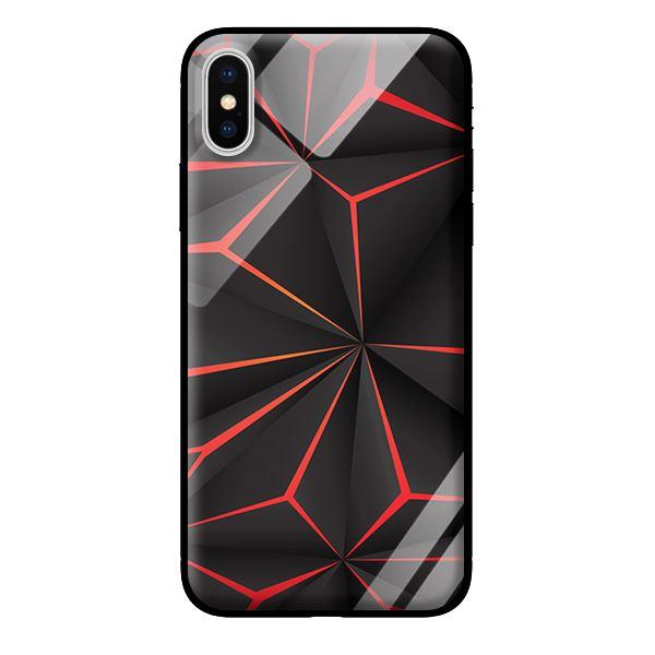 Ốp lưng kính cường lực cho iPhone X Họa Tiết Đỏ Đen - Hàng chính hãng