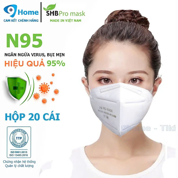 Combo 20 chiếc khẩu trang y tế N95 Pro Mask  màu trắng 5 lớp kháng khuẩn, chống bụi siêu mịn PM2.5, đạt chứng chỉ ISO13485, CE, FDA.