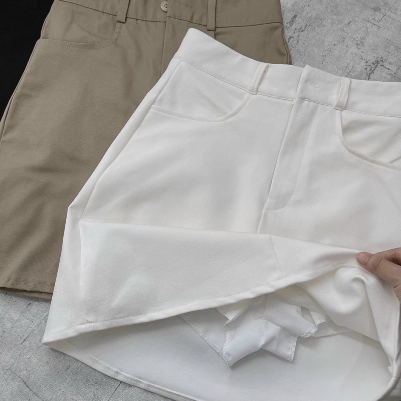 Chân váy kaki nữ  form A basic lưng cao có quần trong LS_CVN091