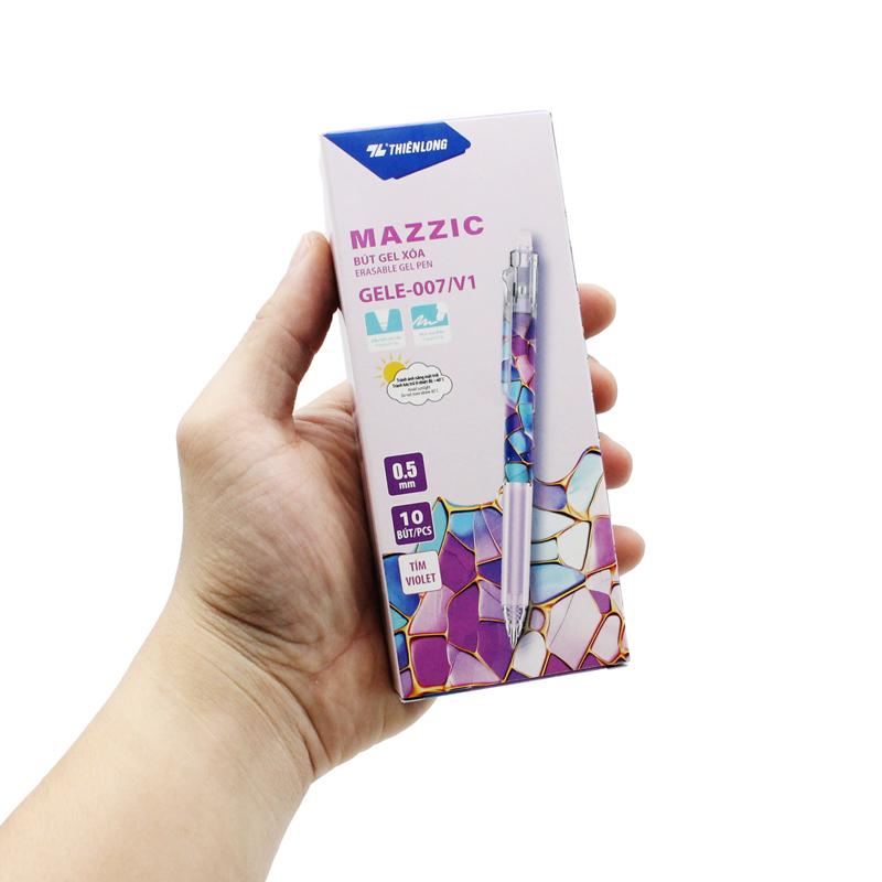 Hộp 10 Bút Gel Xóa Được 0.5 mm - Thiên Long GELE-007/V1 - Mực Tím
