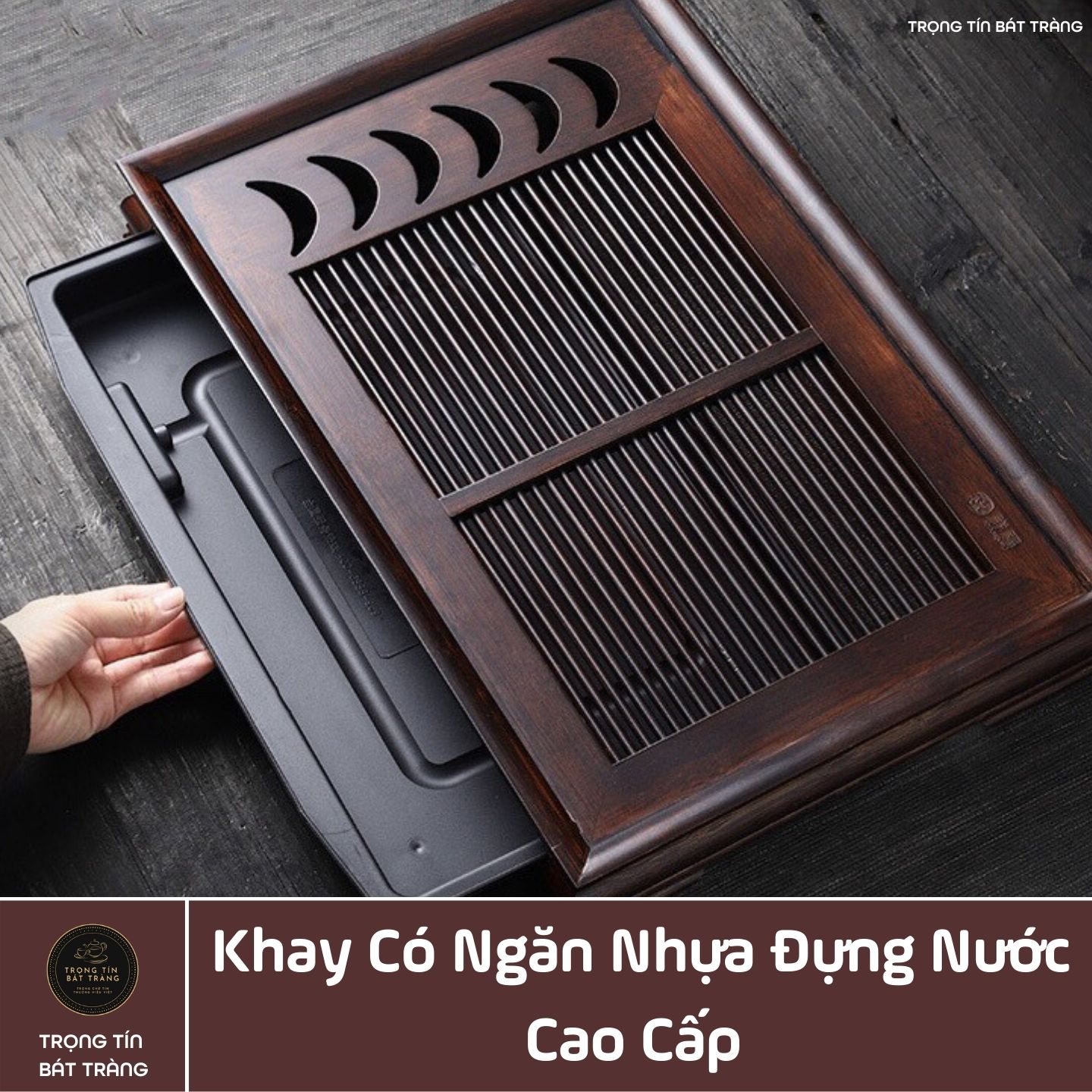 Khay Trà Tre Cao Cấp Mặt Trăng Chữ Nhật Kích Thước 50*33*6,8 KT 01