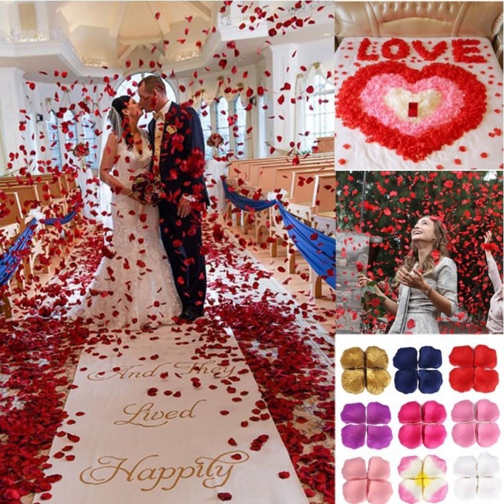 Combo 100 cánh hoa vải, hoa giả trang trí tiệc cưới, rải ga giường phòng tân hôn lãng mạn