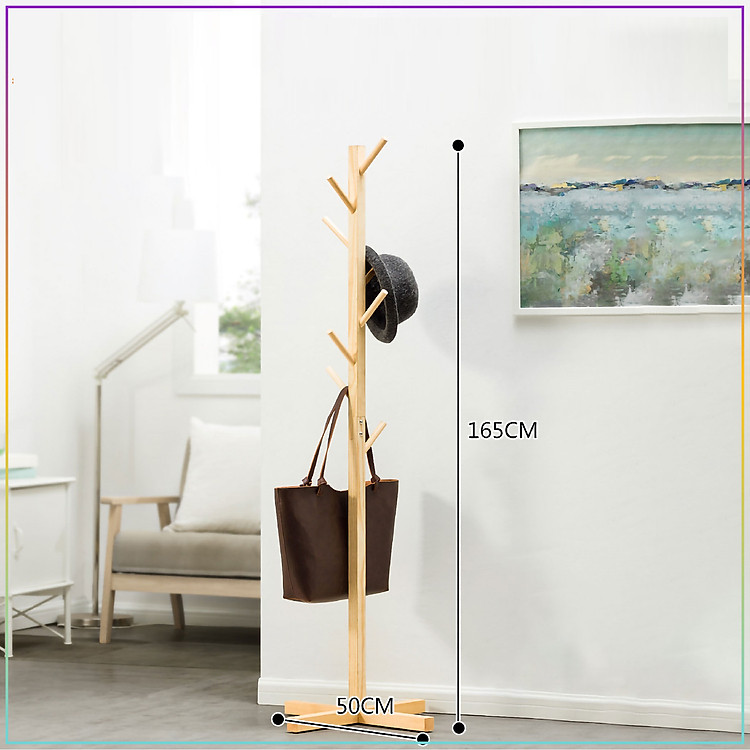 Cây Treo Quần Áo Đứng Gỗ Thông Móc Quần Áo Gỗ Thiết Kế Lắp Ráp Hiện Đại