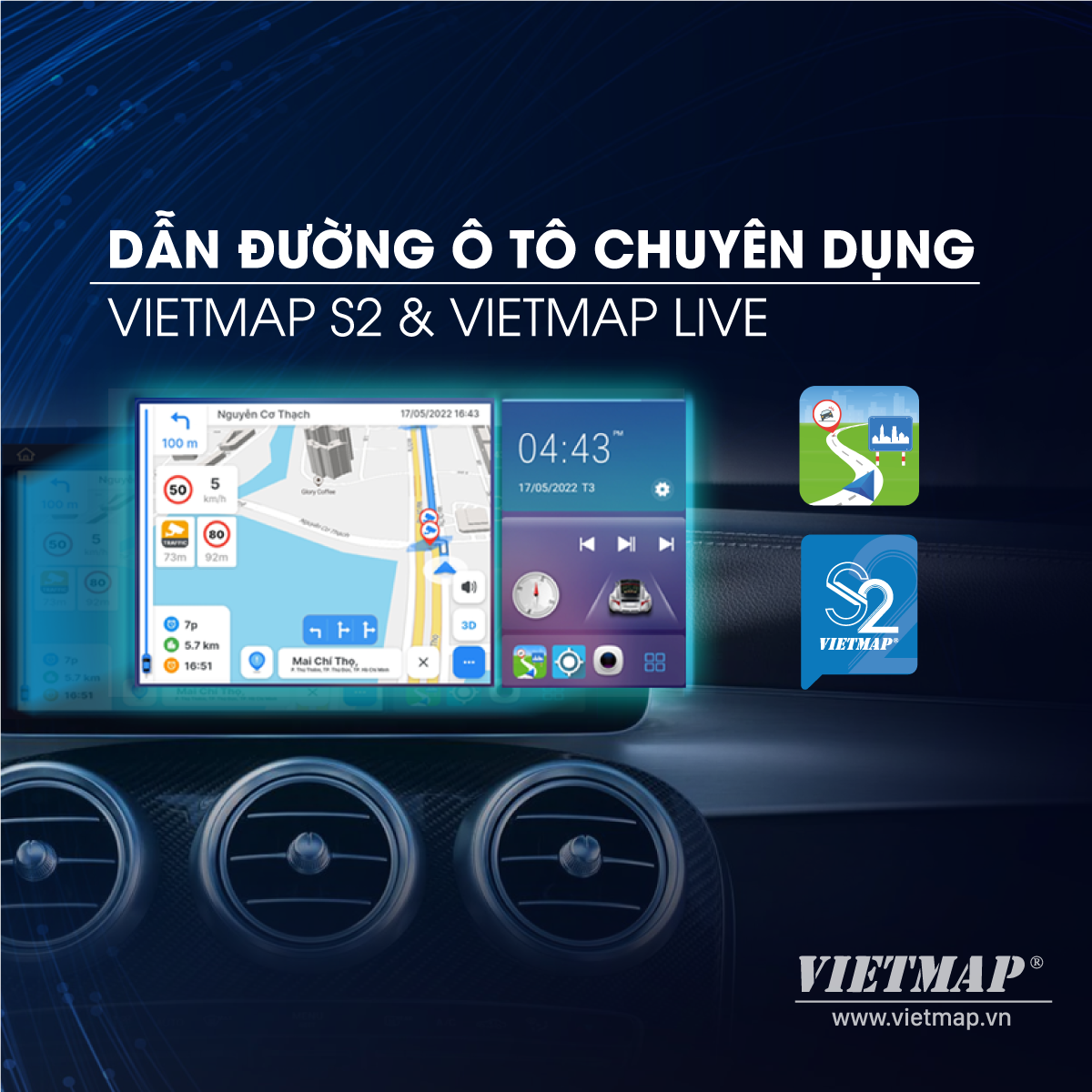 VIETMAP BM9 - Thiết bị dành cho màn hình theo xe ô tô - Tích hợp Dẫn đường - Vietmap S2 Vietmap Live - Hàng chính hãng