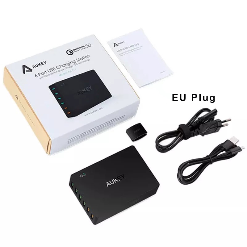 CỦ SẠC 6 CỔNG AUKEY PA-T11 TỔNG CÔNG SUẤT 60W - HÀNG NHẬP KHẨU