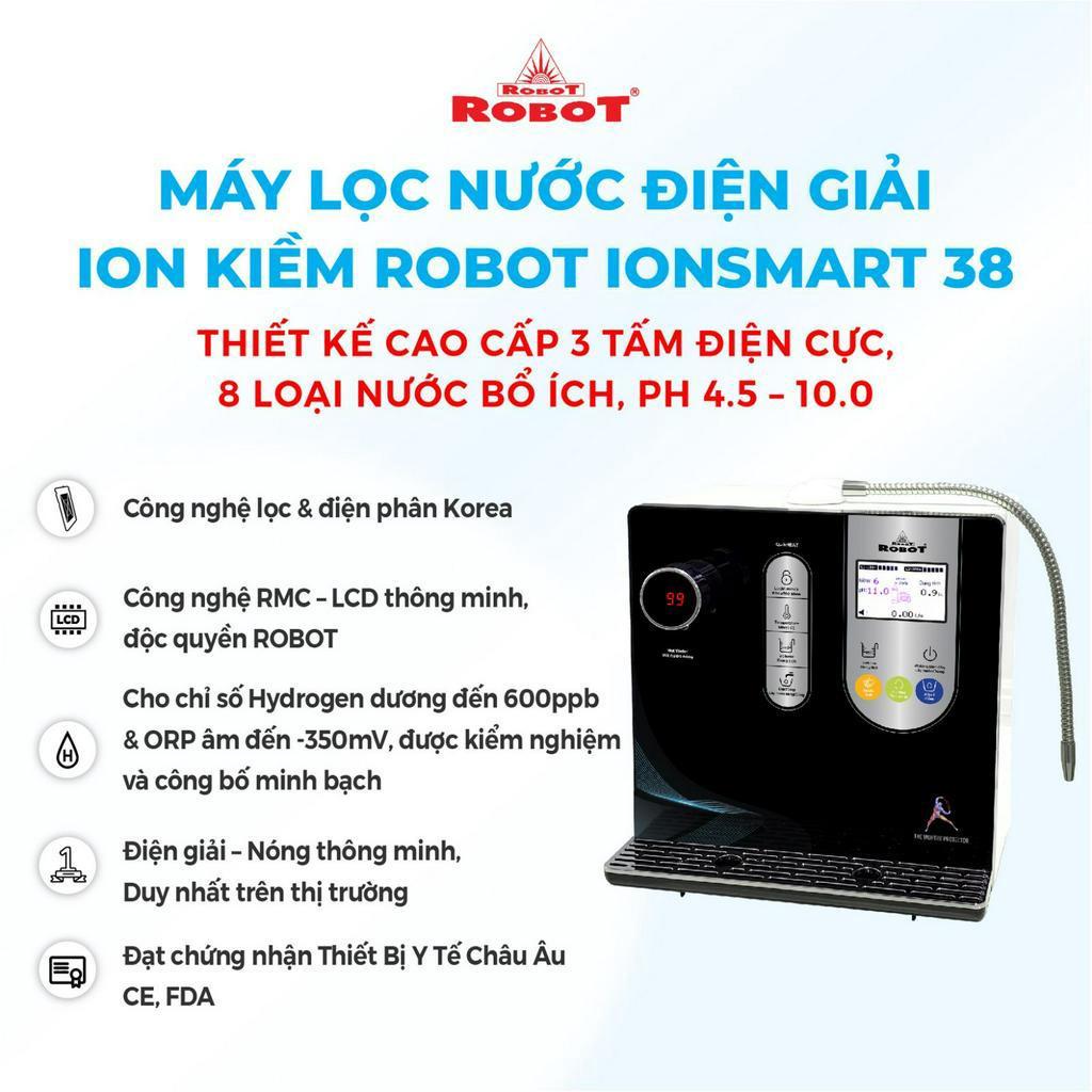 Máy Lọc Nước Điện Giải Ion Kiềm ROBOT IonSmart 38 Nóng Thông Minh - Hàng Chính Hãng