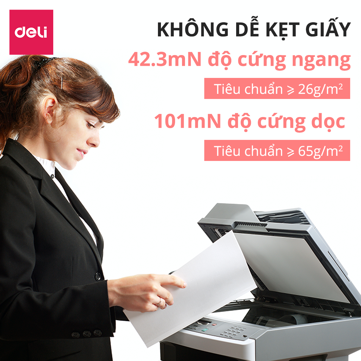 Giấy A4 Deli - 70Gsm - Chống Thấm, Khử Tĩnh Điện - 1 Thùng 5 Ram - 2500 Tờ - W7421